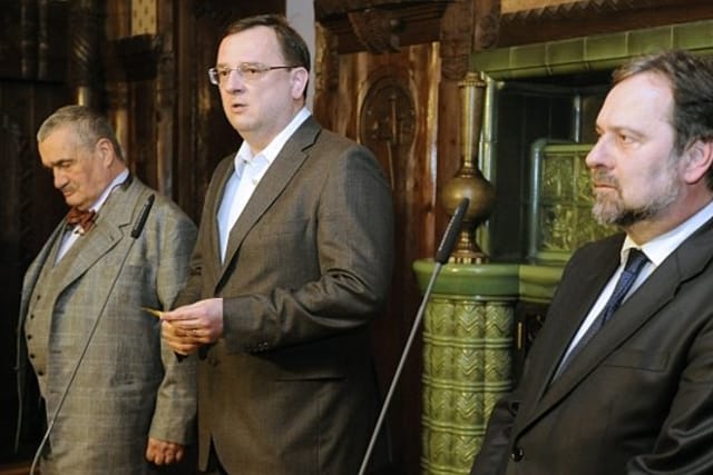 Karel Schwarzenberg, Petr Nečas, Radek John, photo: CTK
